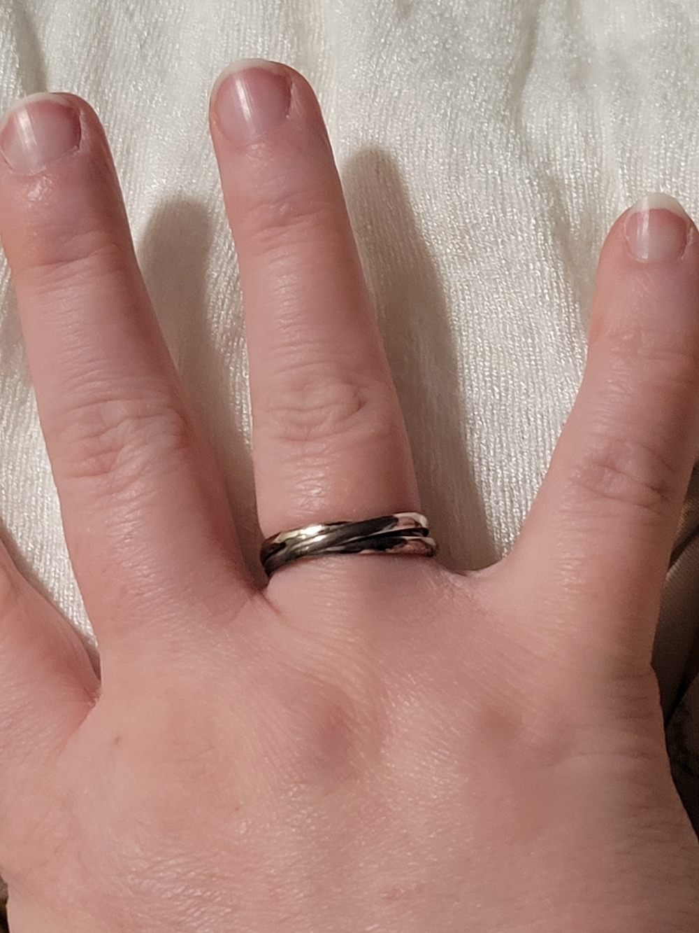 Classic Twisted Trio Band Ring - Silver and Black